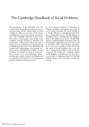 The Cambridge Handbook of Social Problems: Volume 1