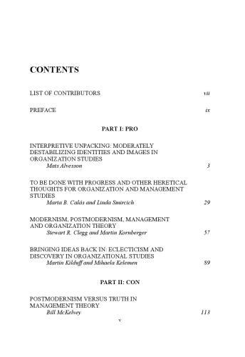 Postmodernism and Management, Volume 21: Pros, Cons and the Alternative