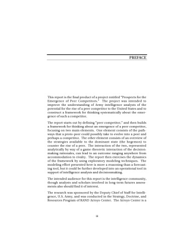 The Emergence of Peer Competitors:  A Framework for Analysis