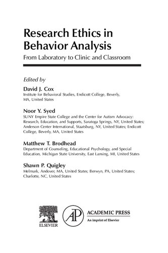 Research Ethics in Behavior Analysis: From Laboratory to Clinic and Classroom