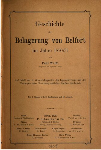 Geschichte der Belagerung von Belfort im Jahre 1870/71