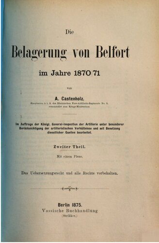 Die Belagerung von Belfort im Jahre 1870/71