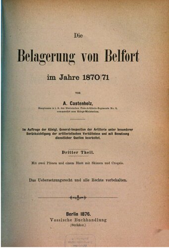 Die Belagerung von Belfort im Jahre 1870/71