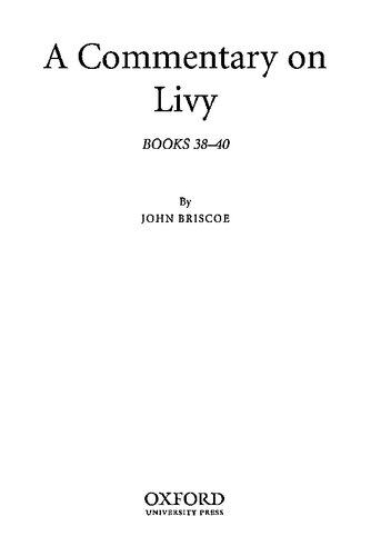 A Commentary on Livy, Books XXXVIII-XL