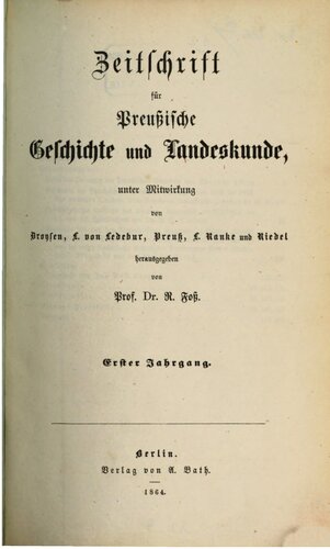Zeitschrift für preussische Geschichte und Landeskunde