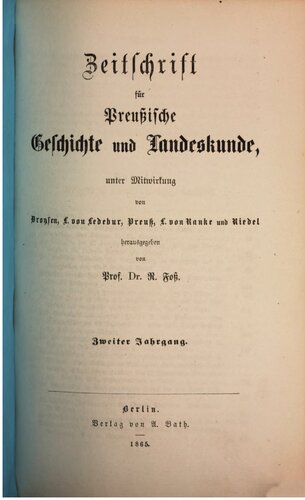Zeitschrift für preussische Geschichte und Landeskunde