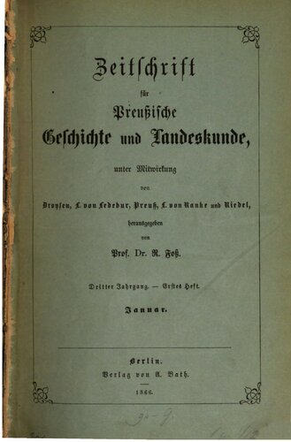 Zeitschrift für preussische Geschichte und Landeskunde