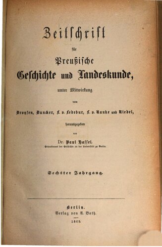 Zeitschrift für preussische Geschichte und Landeskunde