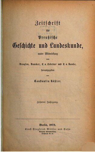Zeitschrift für preussische Geschichte und Landeskunde