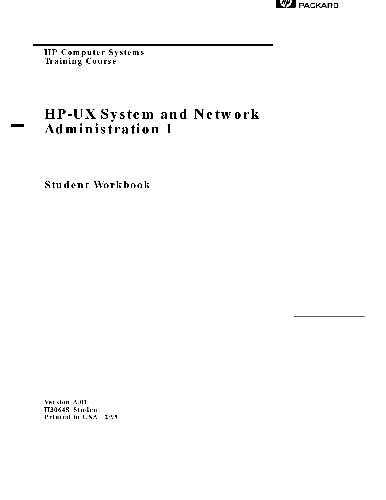 HP-UX System and Network Administration I. Student Workbook