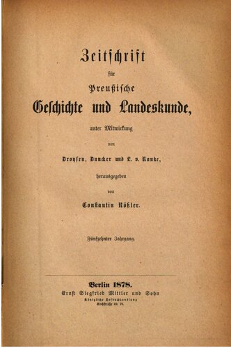 Zeitschrift für preussische Geschichte und Landeskunde