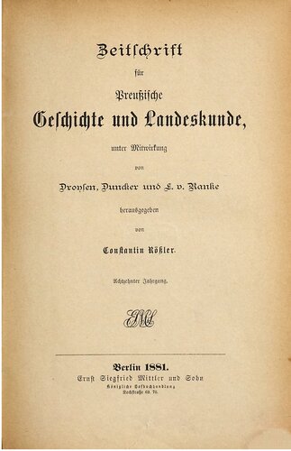 Zeitschrift für preussische Geschichte und Landeskunde