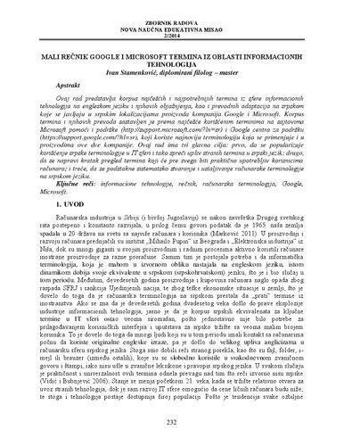 Mali rečnik Google i Microsoft termina iz oblasti informacionih tehnologija