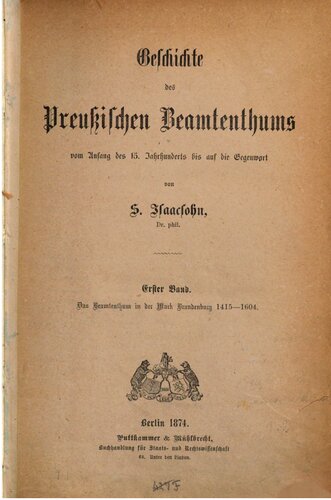 Das Beamtentum in der Mark Brandenburg 1415-1604