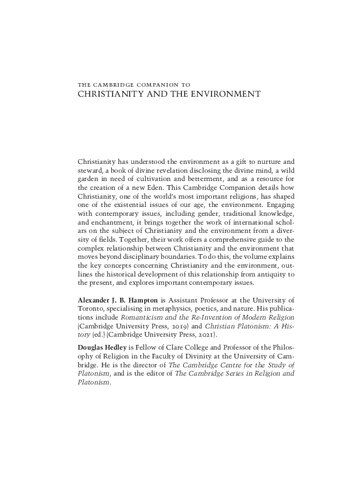 The Cambridge Companion to Christianity and the Environment