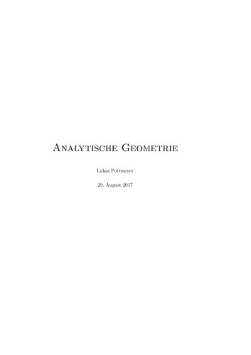 Analytische Geometrie