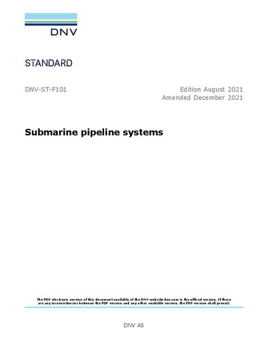 DNV-ST-F101 (2021)-Submarine pipeline systems