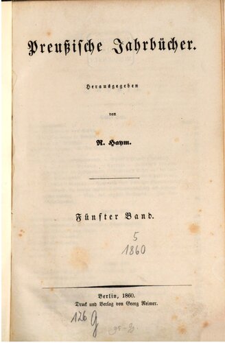 Preußische Jahrbücher