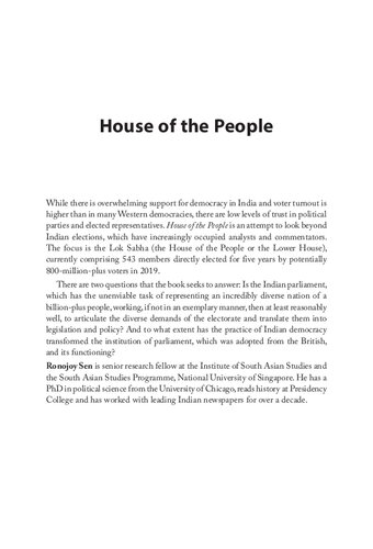 House of the People: Parliament and the Making of Indian Democracy