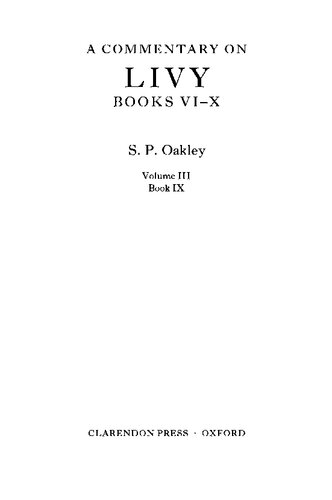 A Commentary on Livy, Books VI-X: Volume III: Book IX