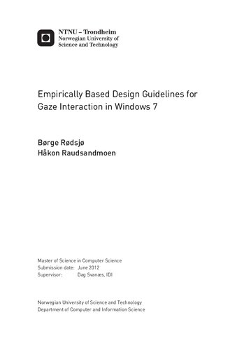 Empirically Based Design Guidelines for Gaze Interaction in Windows 7