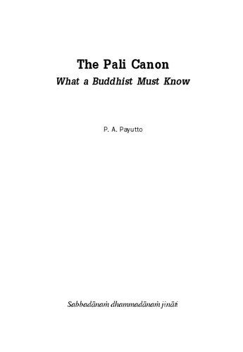 The Pali Canon What a Buddhist Must Know