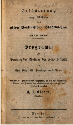 Erläuterung einiger Abschnitte des alten Berliner Stadtbuches