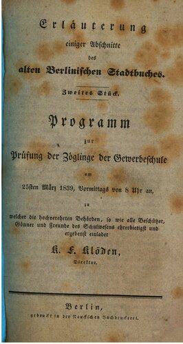 Erläuterung einiger Abschnitte des alten Berliner Stadtbuches