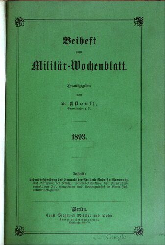 Beihefte zum Militär-Wochenblatt