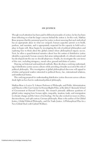 On Justice: Philosophy, History, Foundations