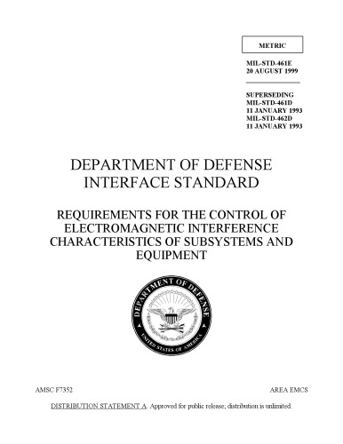 Department of defense interface standart. Requirements for the control of electromagnetic interference characteristics of subsystems and equipment
