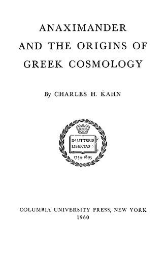 Anaximander and the Origins of Greek Cosmology
