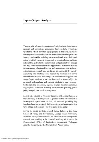 Input-Output Analysis: Foundations and Extensions