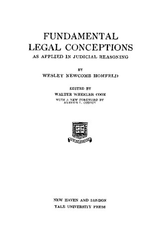 Fundamental Legal Conceptions as Applied in Judicial Reasoning