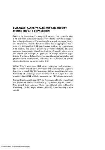 Evidence-Based Treatment for Anxiety Disorders and Depression: A Cognitive Behavioral Therapy Compendium