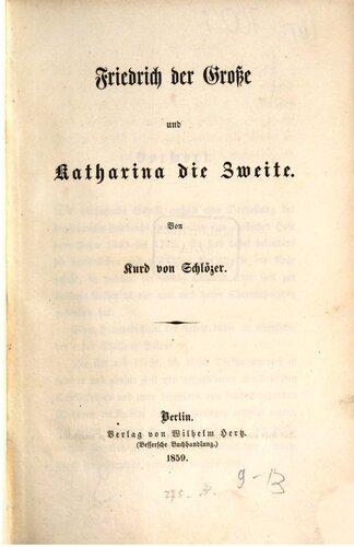 Friedrich der Große und Katharina der Zweite