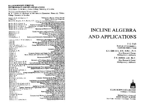 Incline algebra and applications