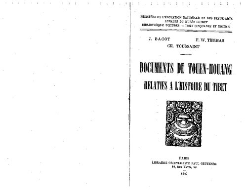 Documents de Touen-Houang relatifs à l'histoire de Tibet