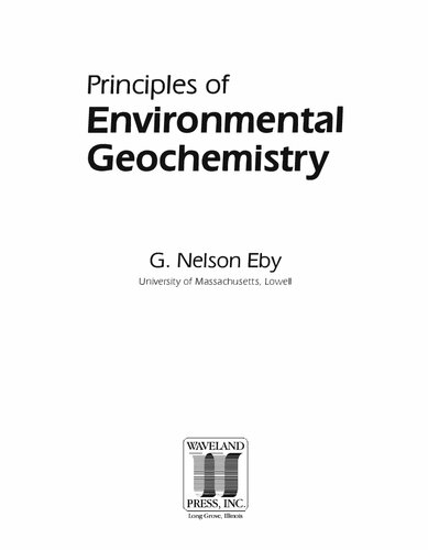 Principles of Environmental Geochemistry
