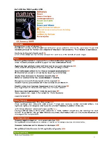 Nature (Vol. 433, No. 7022, 13 January 2005)