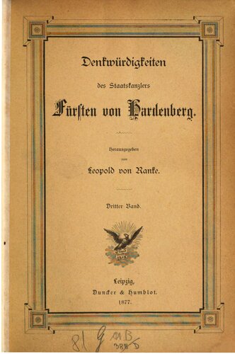 Denkwürdigkeiten des Staatskanzlers Fürsten von Hardenberg