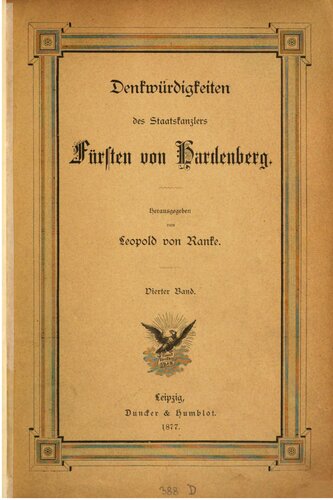 Denkwürdigkeiten des Staatskanzlers Fürsten von Hardenberg