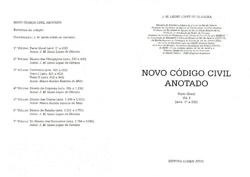 Novo Codigo Civil Anotado, volume I: Parte Geral (arts. 1º a 232)
