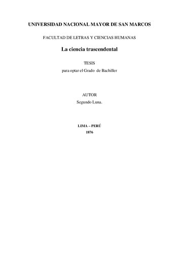 La ciencia trascendental