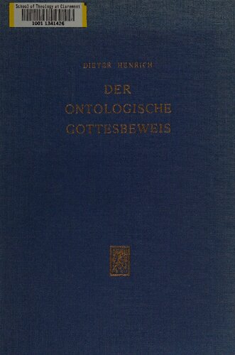 Der ontologische Gottesbeweis. Sein Problem und seine Geschichte in der Neuzeit