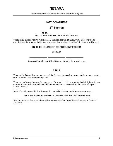 NESARA The National Economic Stabilization and Recovery Act