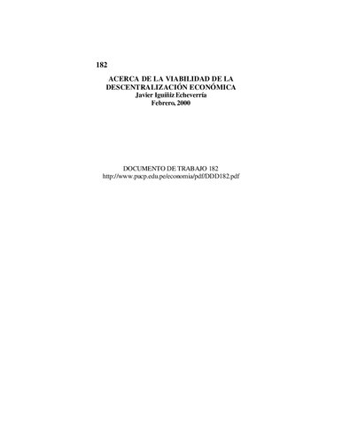 Acerca de la viabilidad de la descentralización económica