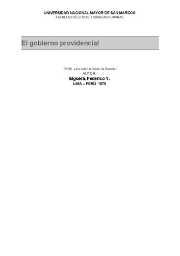 El gobierno providencial
