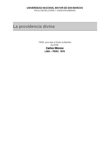 La providencia divina