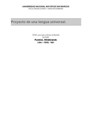 Proyecto de una lengua universal (Project for a universal language)